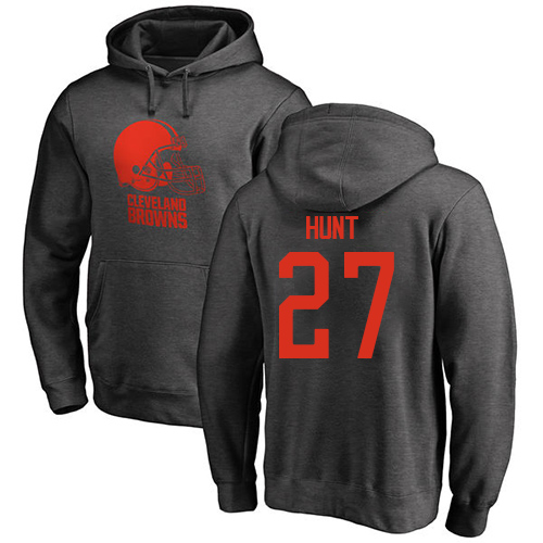 Men Cleveland Browns Kareem Hunt Ash Jersey 27 NFL Football One Color Pullover Hoodie Sweatshirt